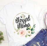 Blessed Mama Floral Wreath Glitter