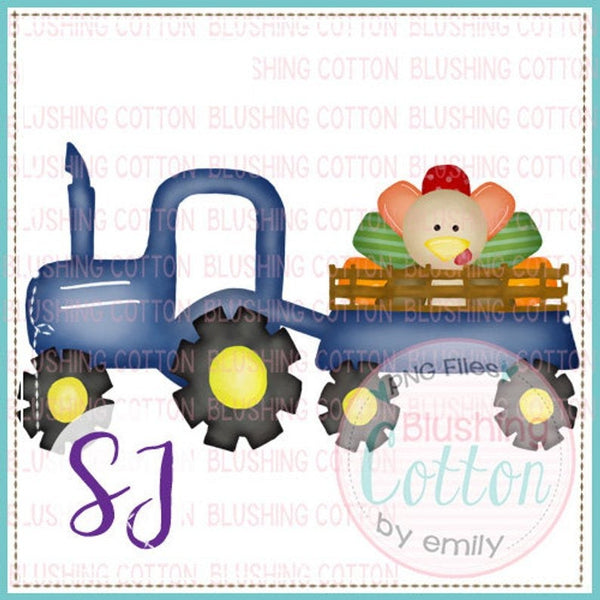 Blue Tractor with Turkey