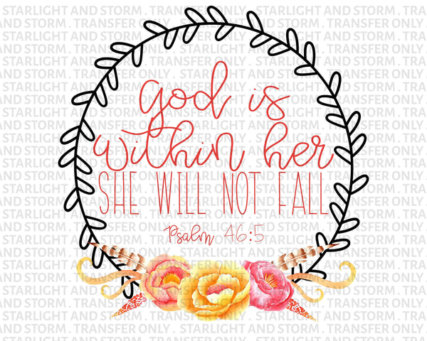 God is Within Her Watercolor Floral Wreath