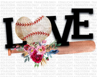 Love Baseball Heart Floral
