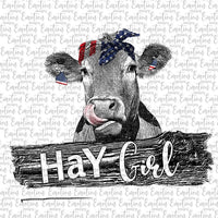 Hay Girl Cow Watercolor Farm Life