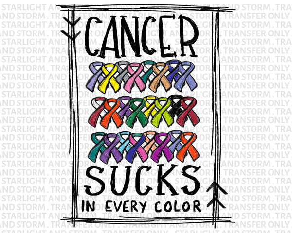 Cancer Sucks In Every Color Ribbon