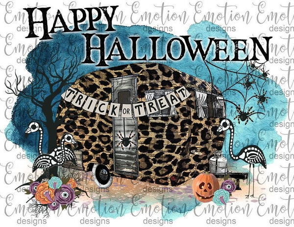 Halloween Cheetah Print with Trailer