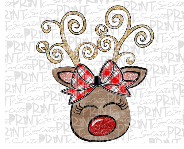 Reindeer Bow Red Nose Christmas