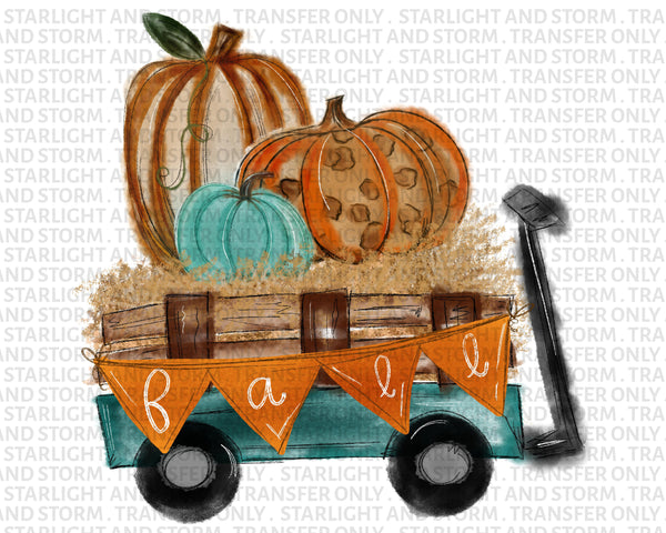 Fall Pumpkin Wagon Mint Leopard