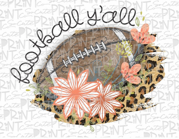 Football Y'all Leopard Floral